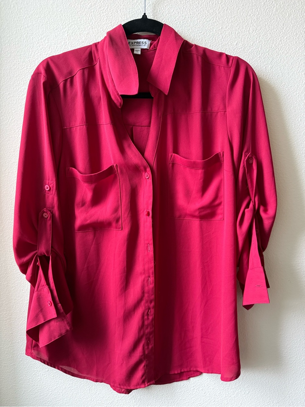 Express Women's Button-Up Blouse in Red